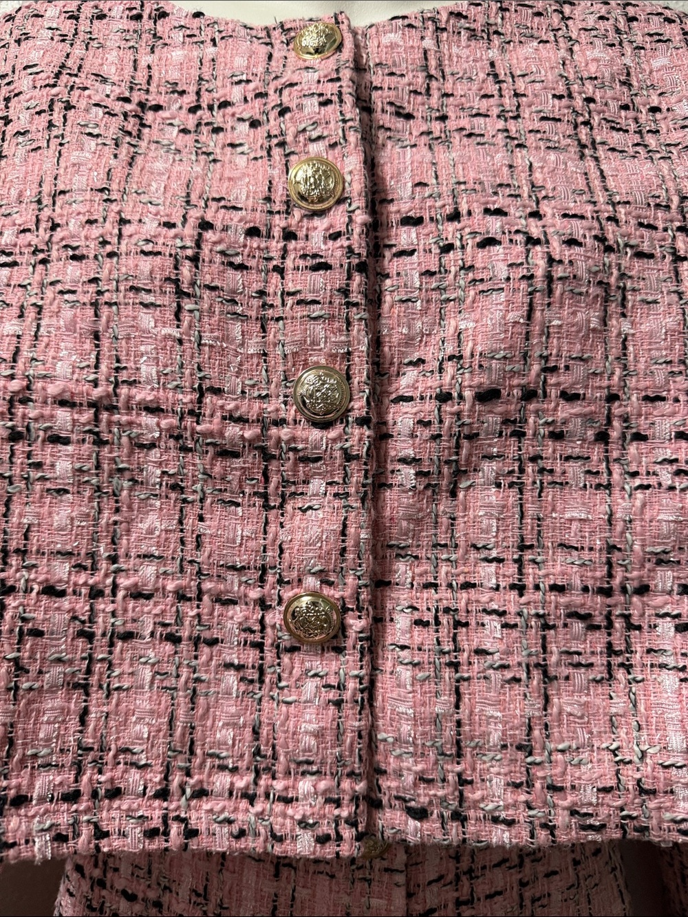 Pink Tweed Cape-Style Jacket/ Skirt Set - Picture 5 of 9